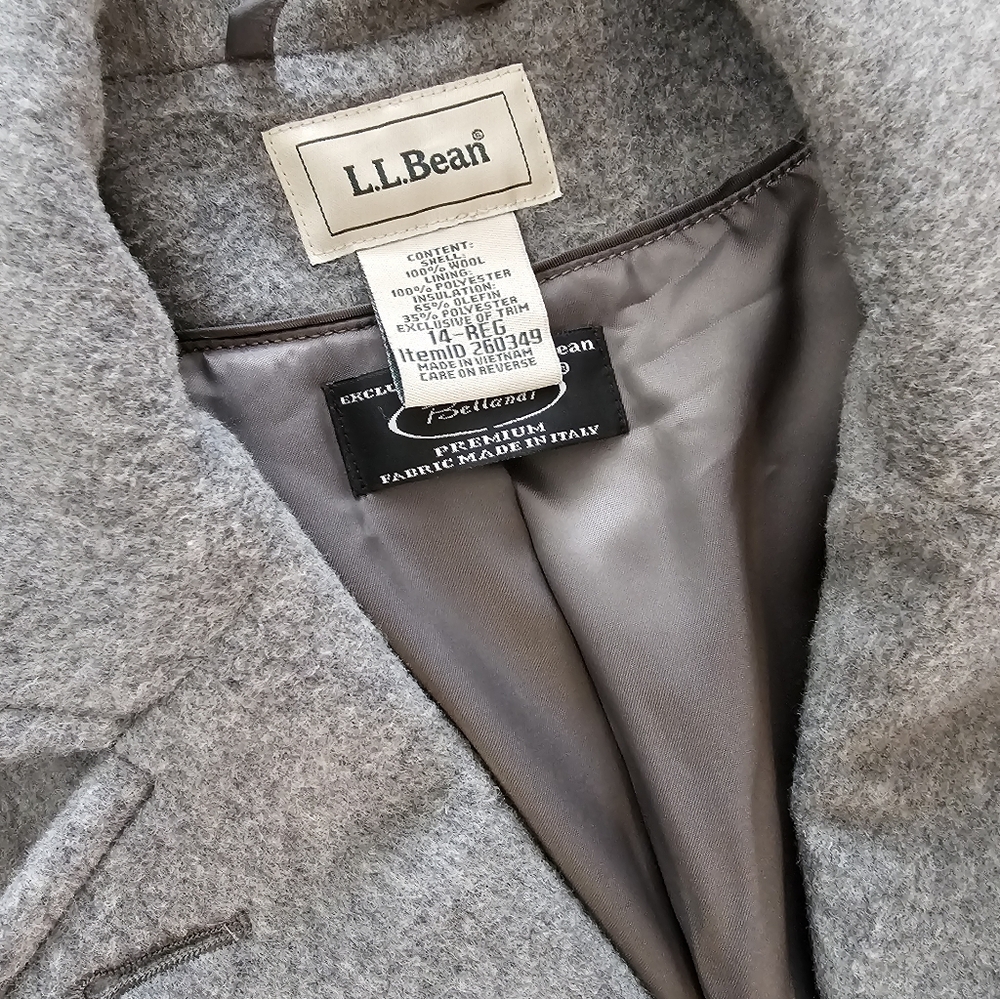 Vintage L.L. Bean 100% Wool Long Full Length Trench Coat 14 Regular - Picture 4 of 8